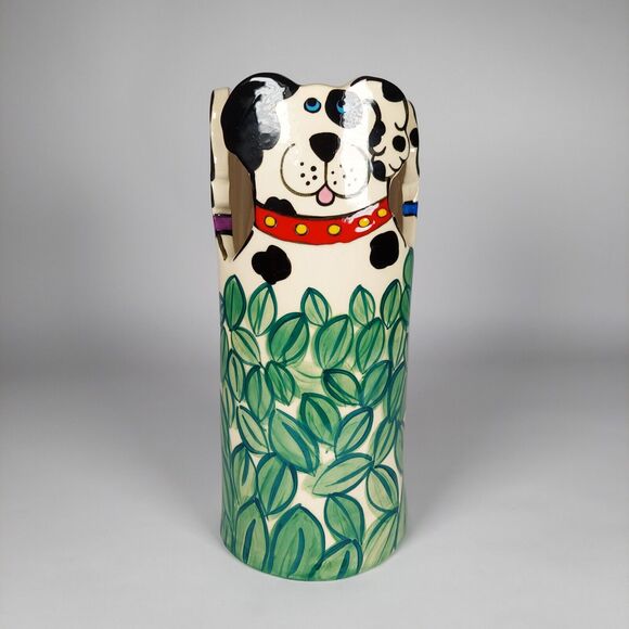 Vintage Three Sided Dog Vase Studio Pottery Handmade Signed Candace Reiter PNW - Picture 8 of 10